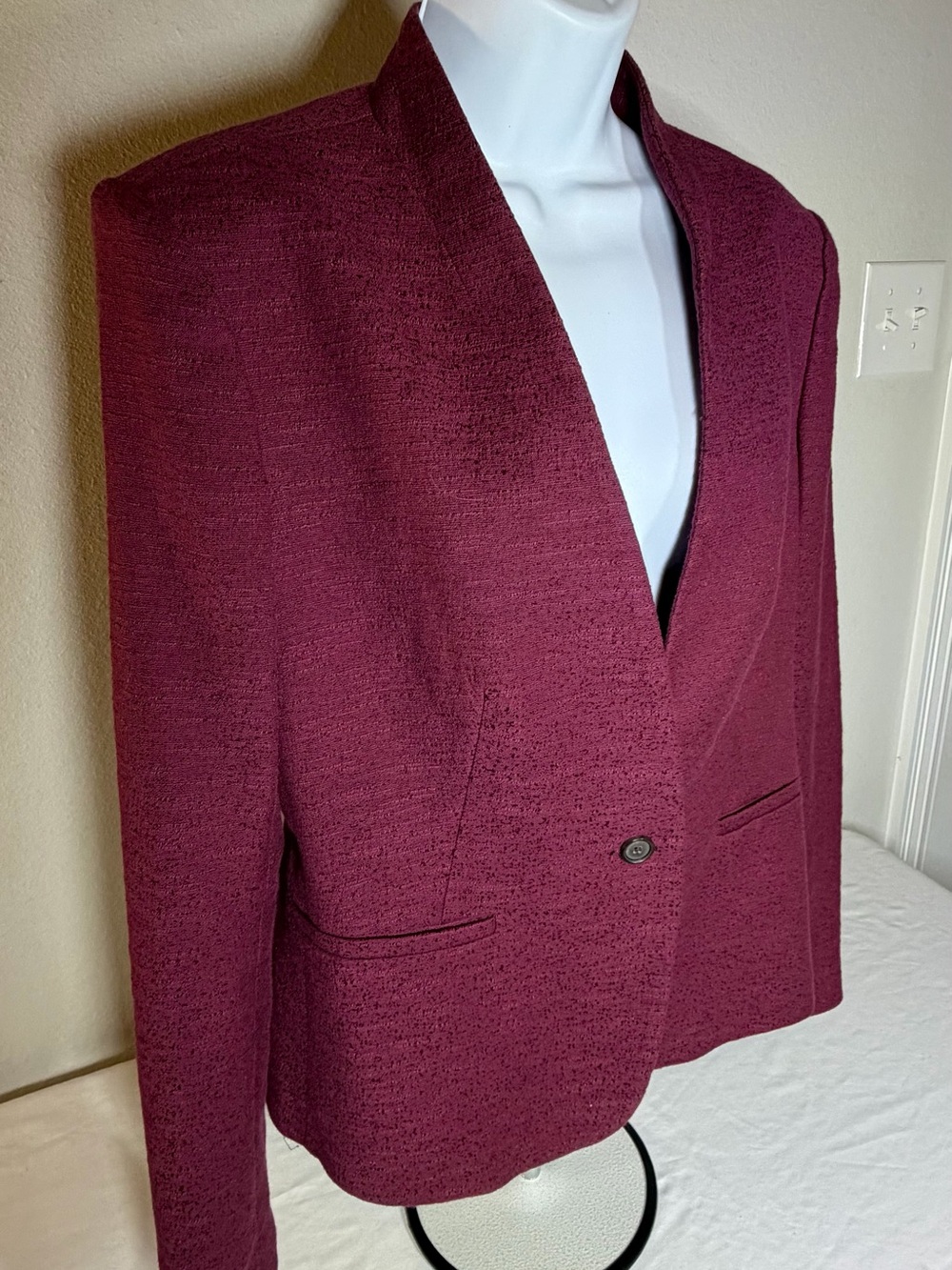 LOFT Women's Textured Wine Blazer - Single-Button Tailored Jacket